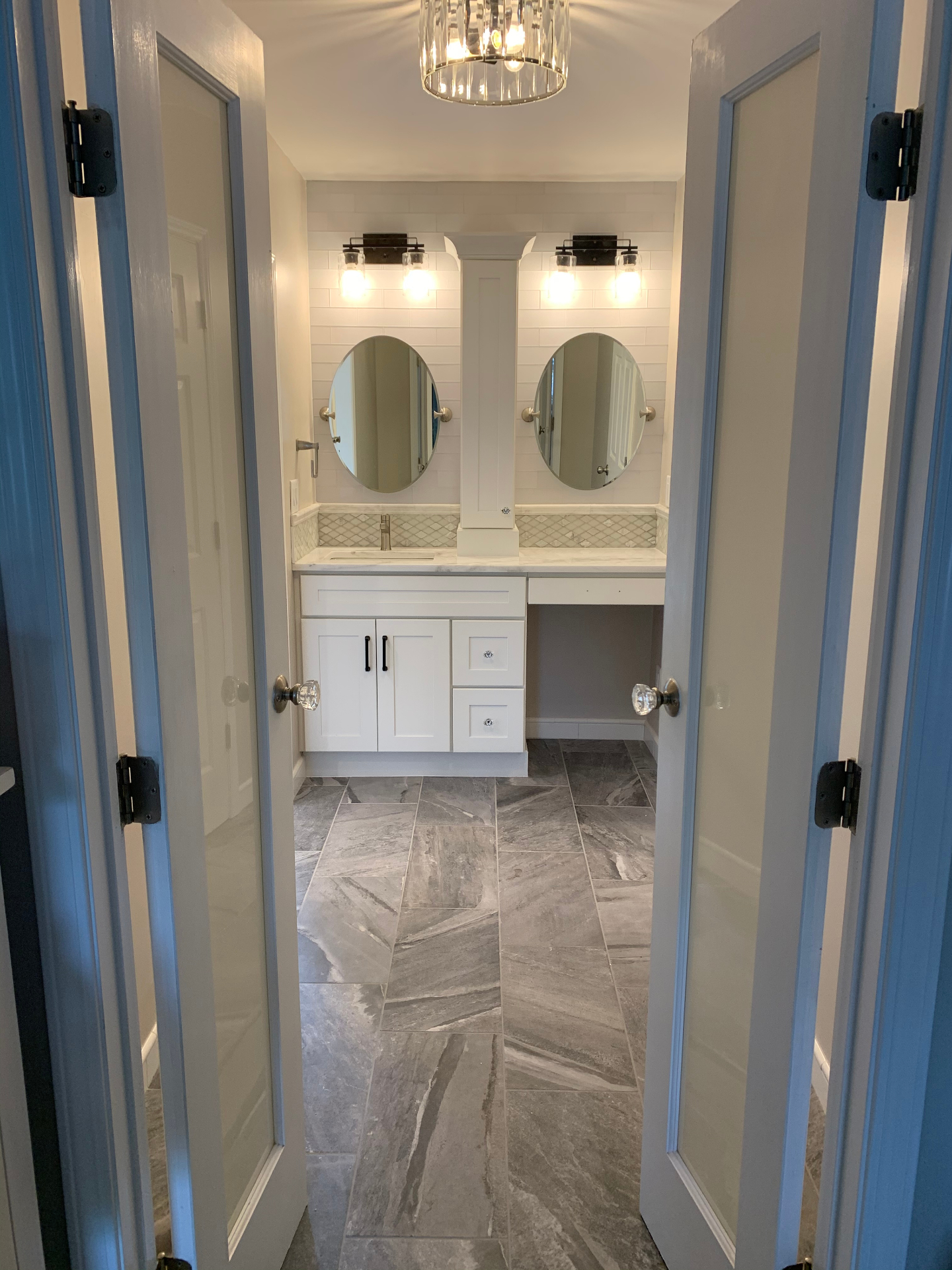 Oval Mirror Twin Vanity
