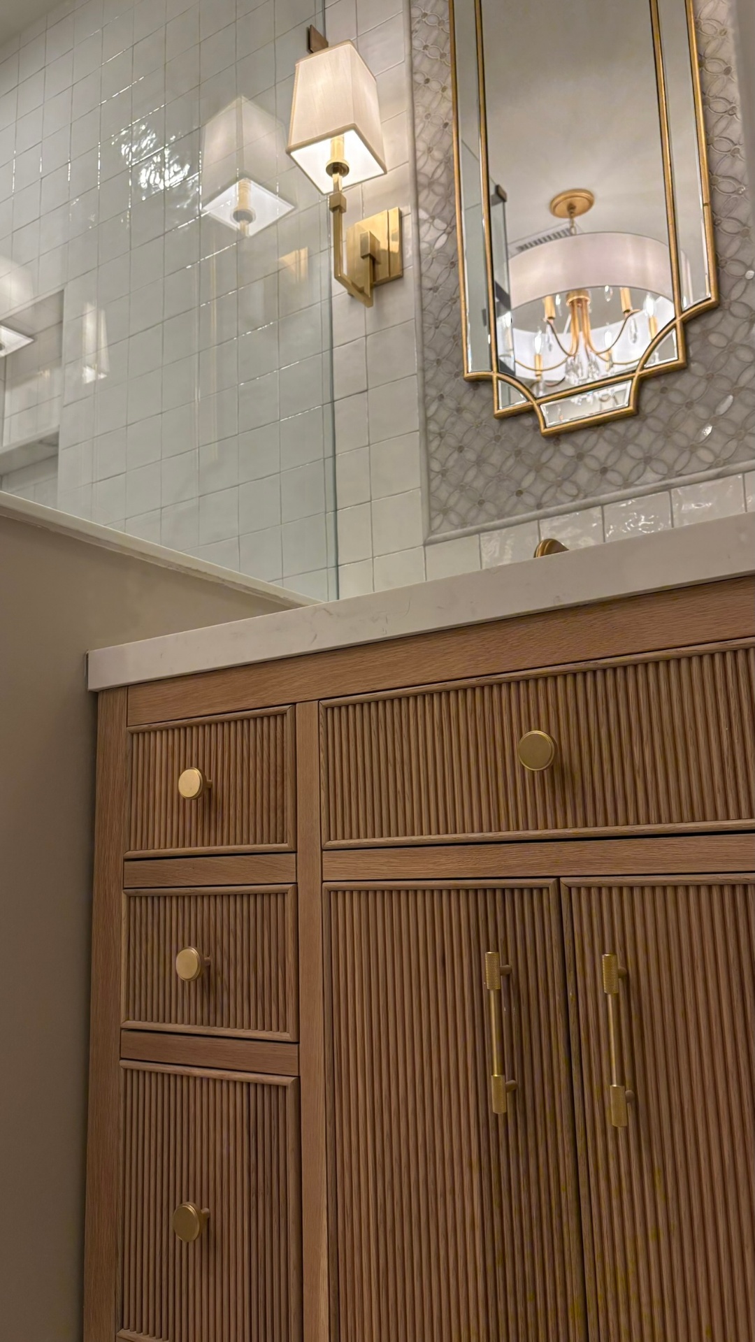Fluted Oak &amp; Brass Vanity