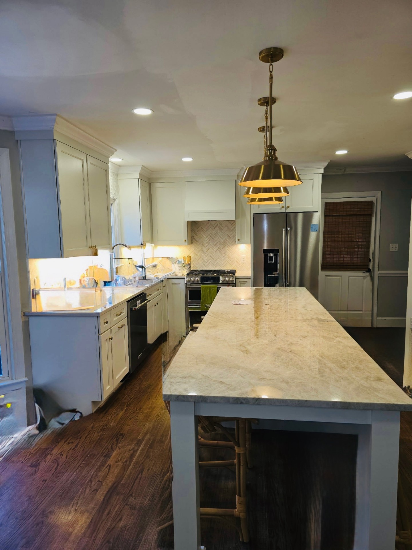 Quartzite Island &amp; Brass Pendants