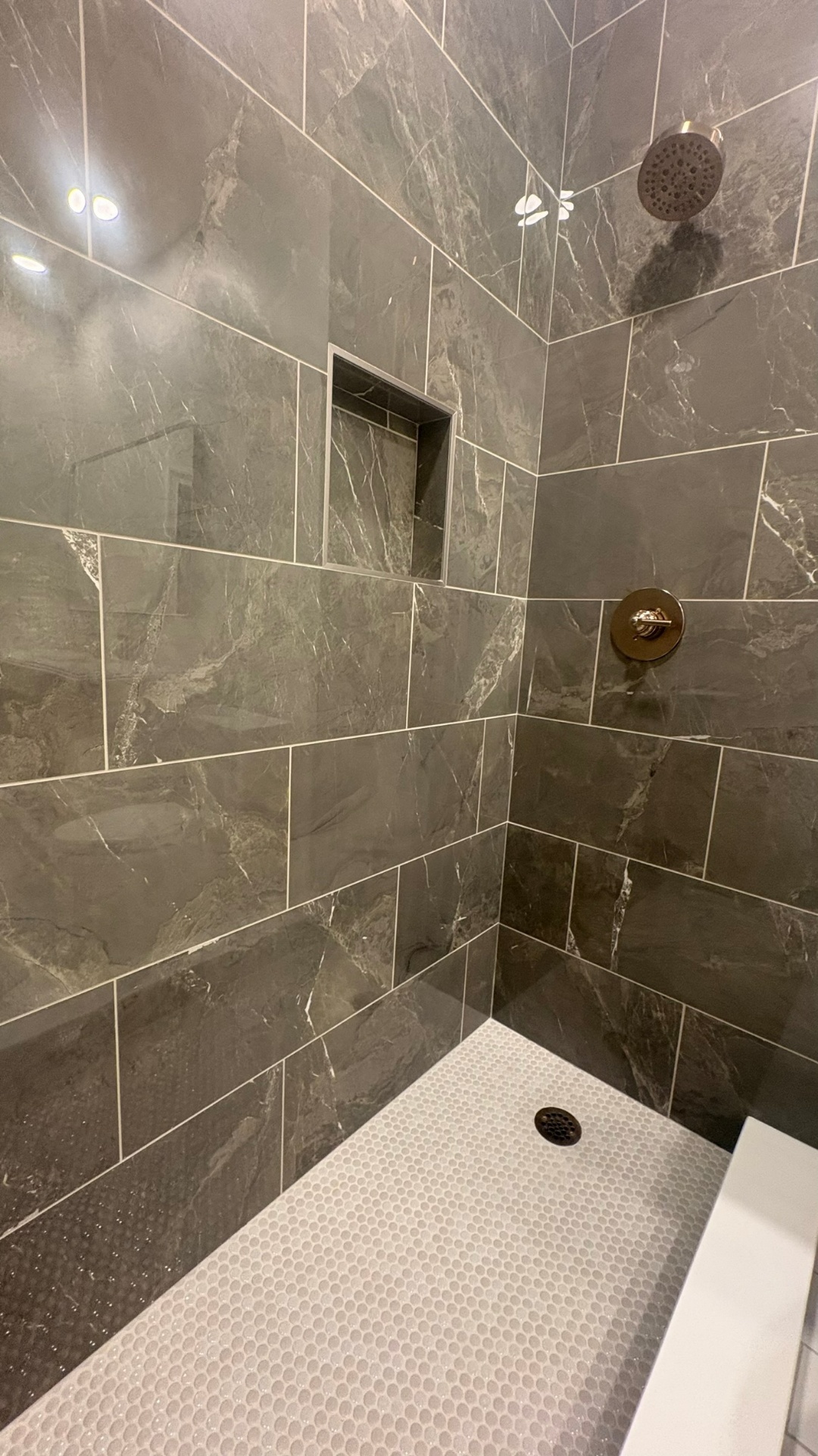 Veined Slate Walk-in Shower